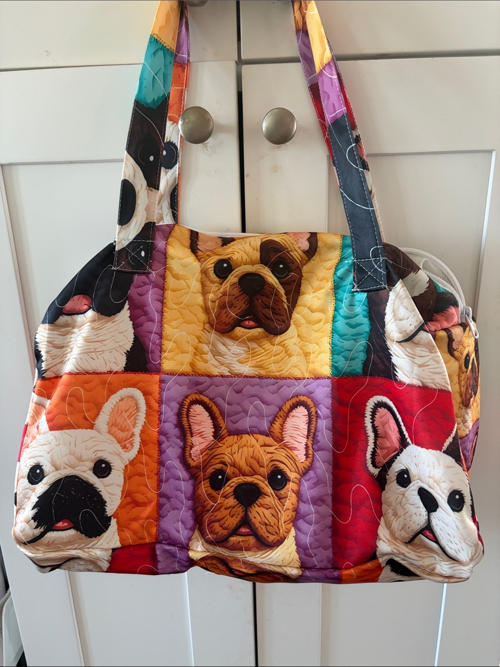 Colorful French Bulldog Quilted Dog Tote Bag New Large20’17’ tall Super Cute!